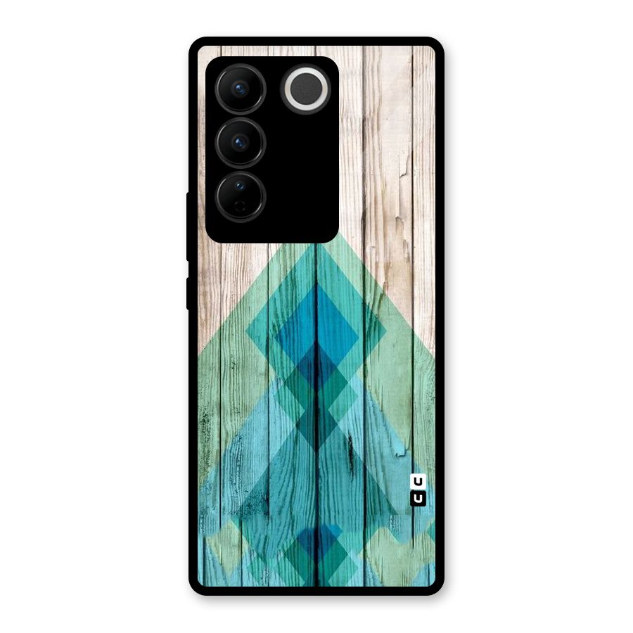 Abstract Green And Wood Glass Back Case for Vivo V27 Pro