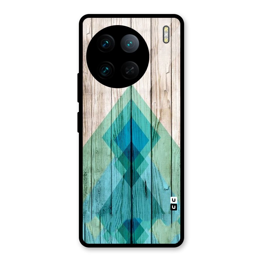 Abstract Green And Wood Glass Back Case for Vivo X90 Pro