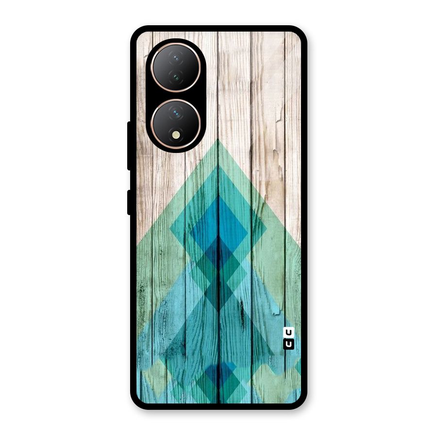Abstract Green And Wood Glass Back Case for Vivo Y100A