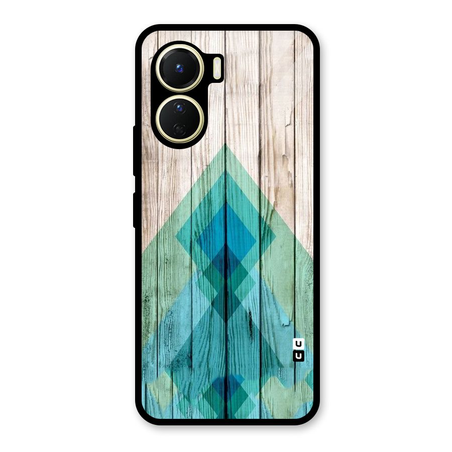 Abstract Green And Wood Glass Back Case for Vivo Y16