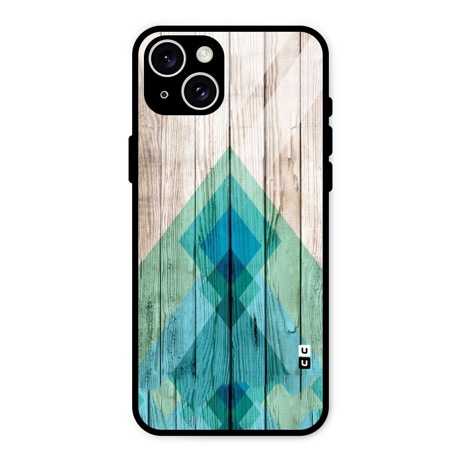 Abstract Green And Wood Glass Back Case for iPhone 15 Plus