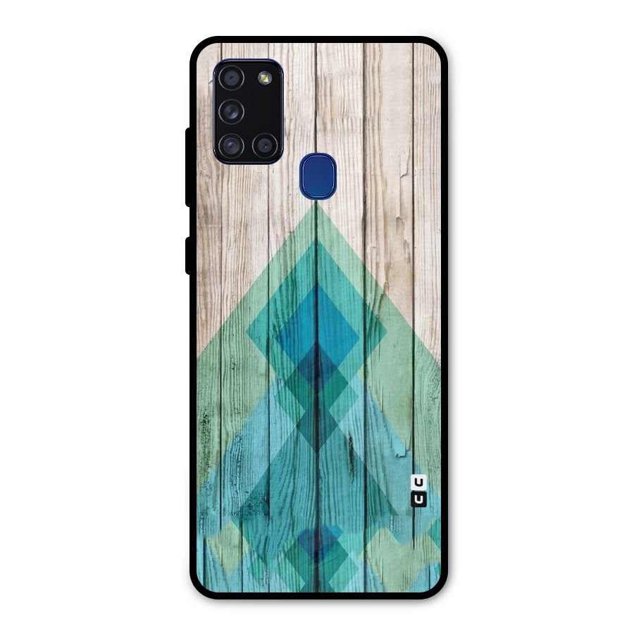 Abstract Green And Wood Metal Back Case for Galaxy A21s
