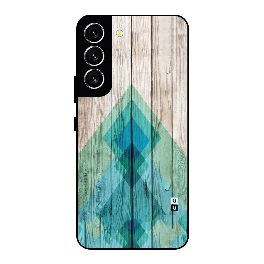 Abstract Green And Wood Metal Back Case for Galaxy S22 5G