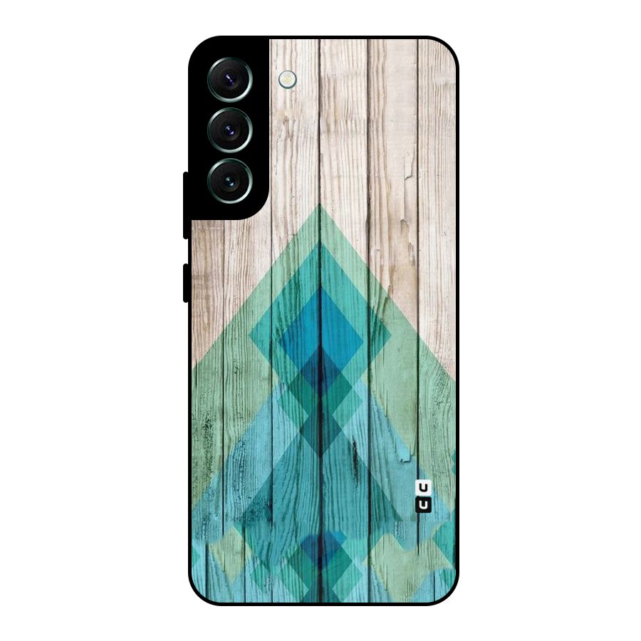 Abstract Green And Wood Metal Back Case for Galaxy S22 Plus 5G