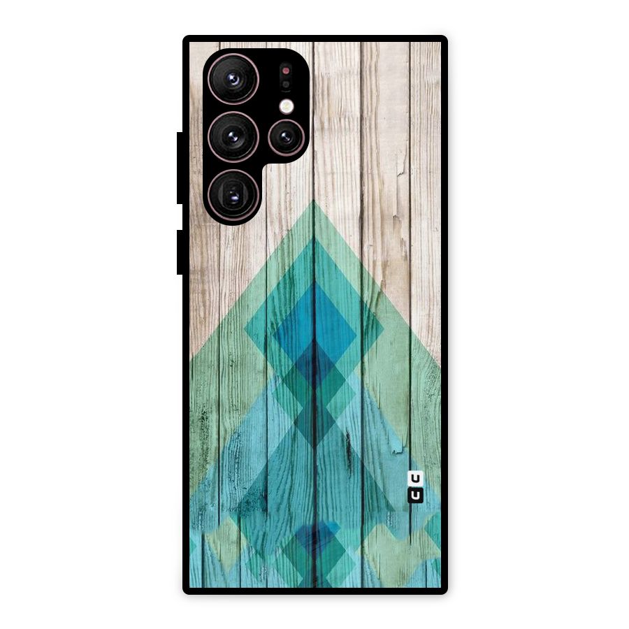 Abstract Green And Wood Metal Back Case for Galaxy S22 Ultra 5G