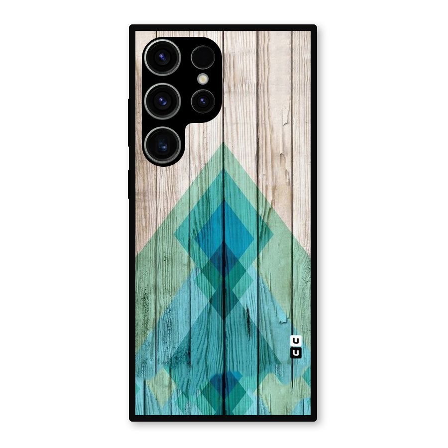 Abstract Green And Wood Metal Back Case for Galaxy S23 Ultra