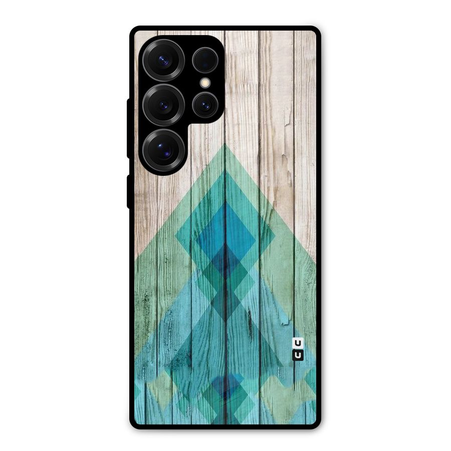 Abstract Green And Wood Metal Back Case for Galaxy S25 Ultra