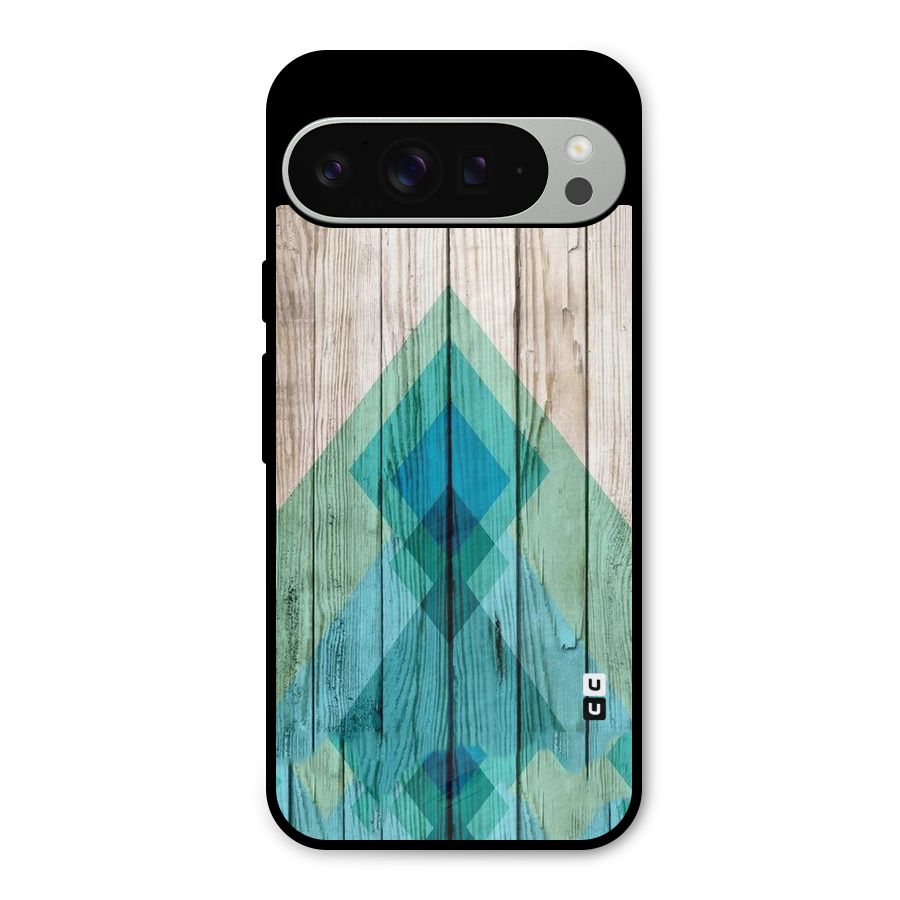 Abstract Green And Wood Metal Back Case for Google Pixel 9 Pro XL