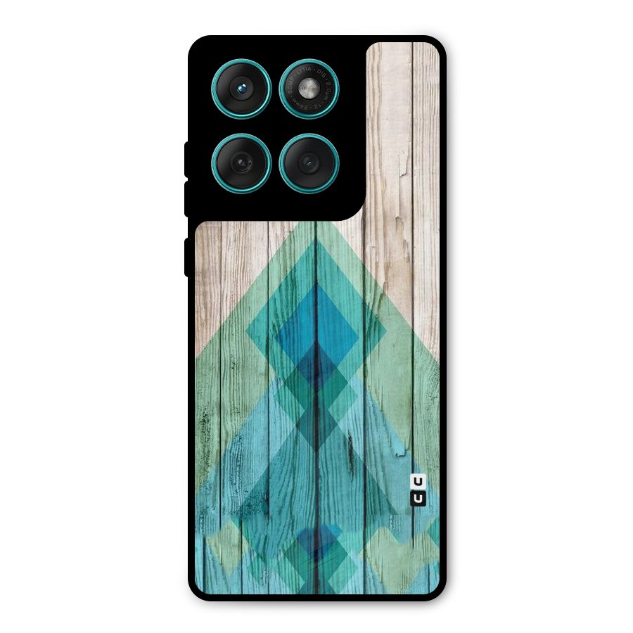 Abstract Green And Wood Metal Back Case for Motorola Edge 60