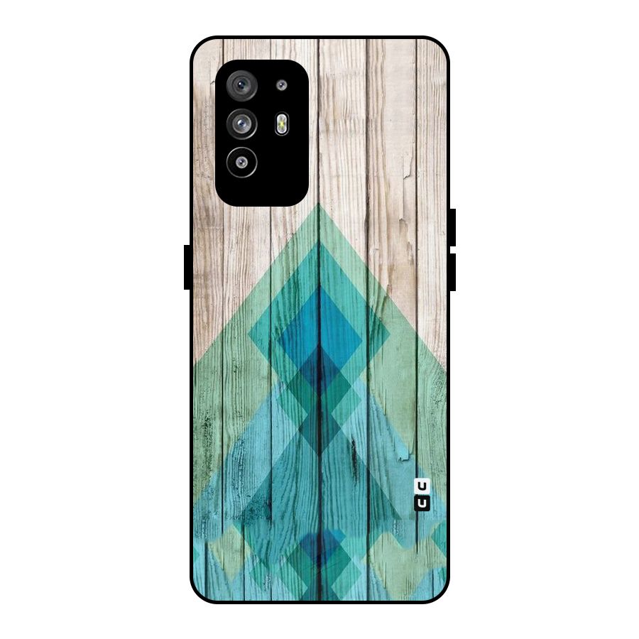 Abstract Green And Wood Metal Back Case for Oppo F19 Pro Plus 5G