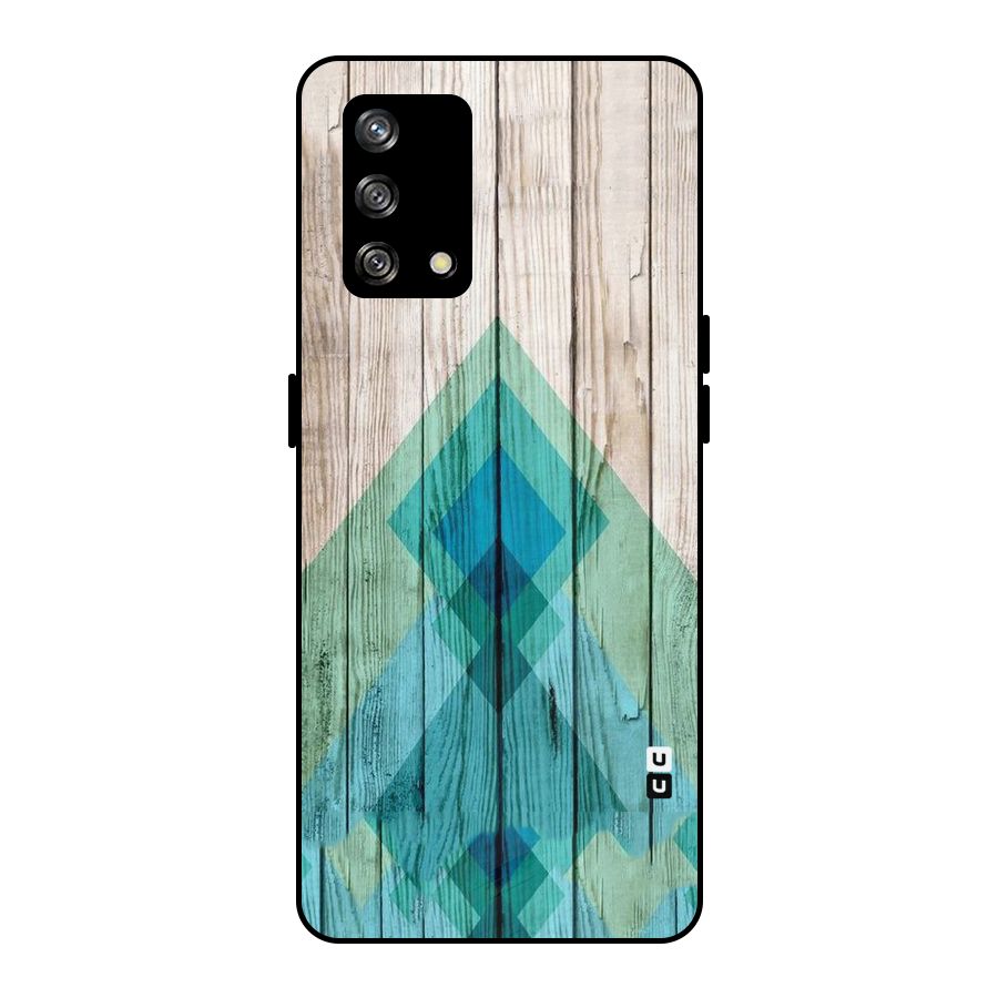 Abstract Green And Wood Metal Back Case for Oppo F19s