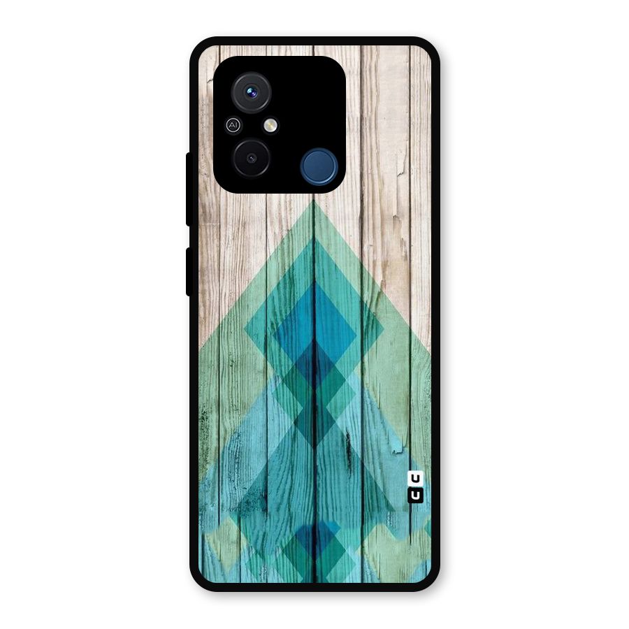 Abstract Green And Wood Metal Back Case for Poco C55