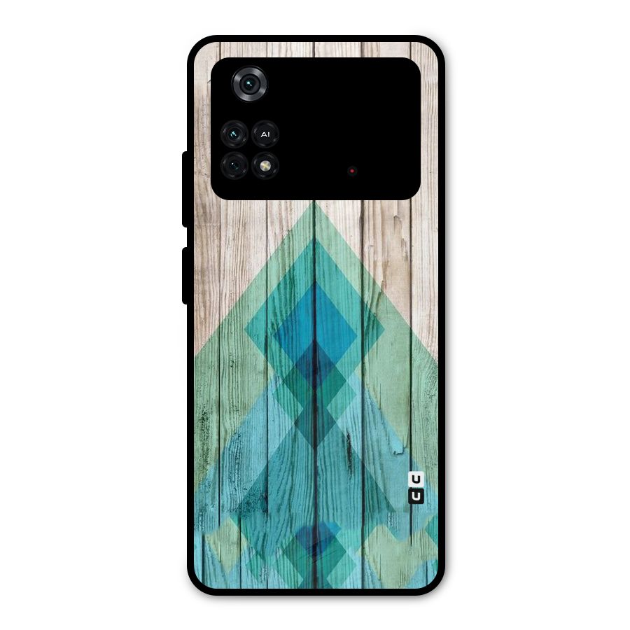 Abstract Green And Wood Metal Back Case for Poco M4 Pro 4G