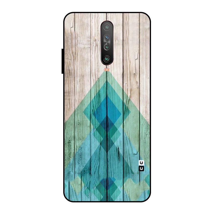 Abstract Green And Wood Metal Back Case for Poco X2