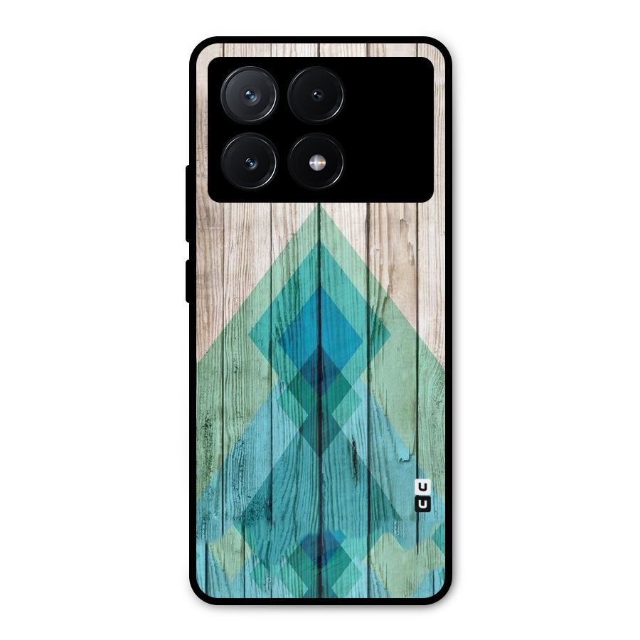 Abstract Green And Wood Metal Back Case for Poco X6 Pro