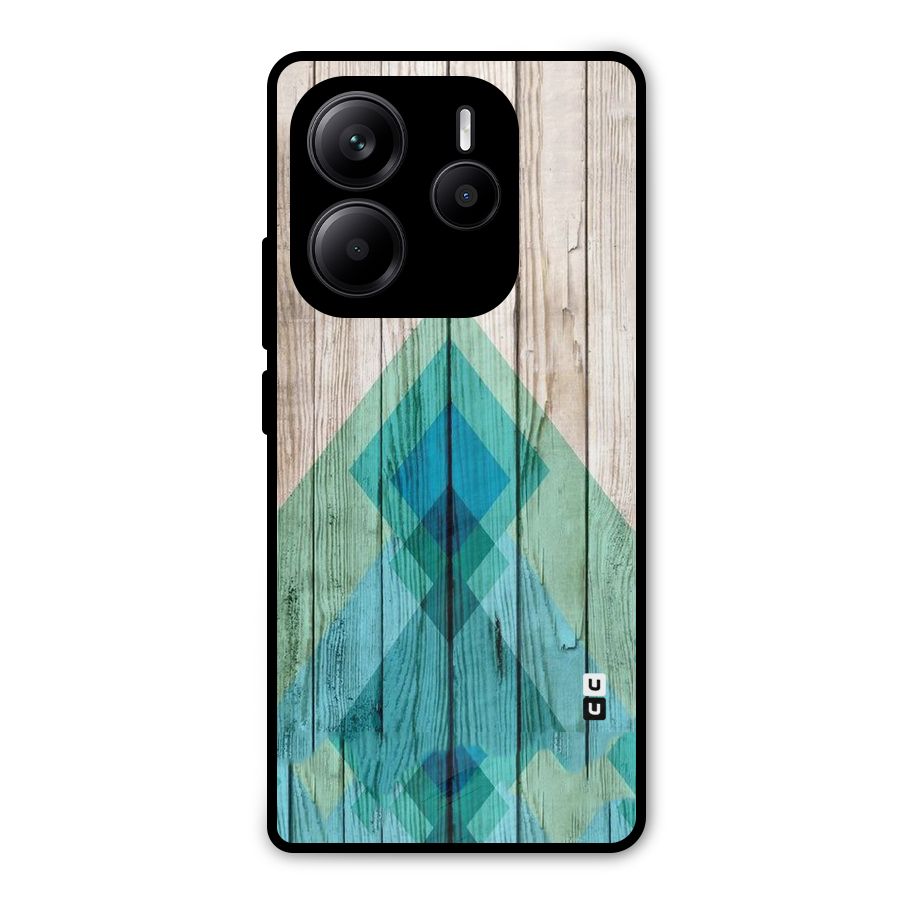 Abstract Green And Wood Metal Back Case for Redmi Note 14 5G