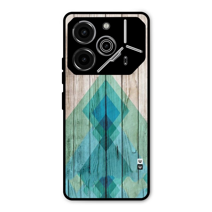 Abstract Green And Wood Metal Back Case for Tecno Pova 6 Pro