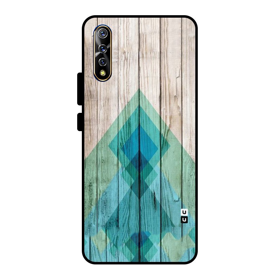 Abstract Green And Wood Metal Back Case for Vivo S1