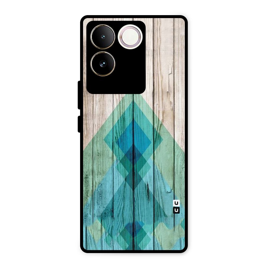 Abstract Green And Wood Metal Back Case for Vivo T2 Pro