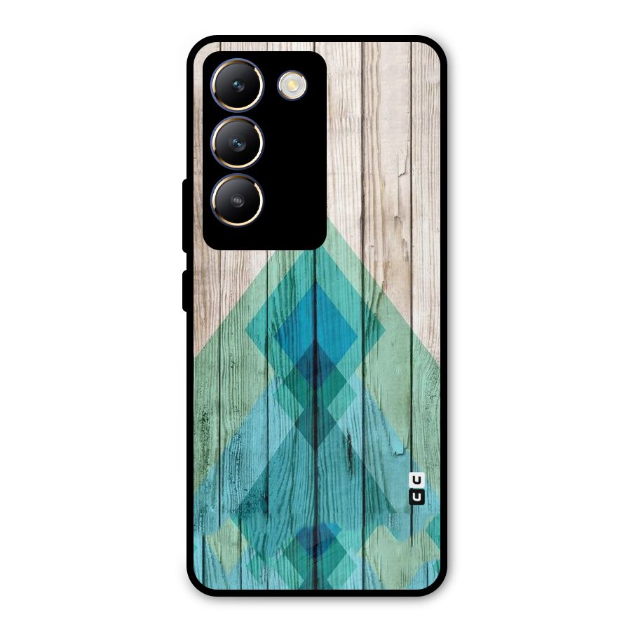 Abstract Green And Wood Metal Back Case for Vivo T3 5G