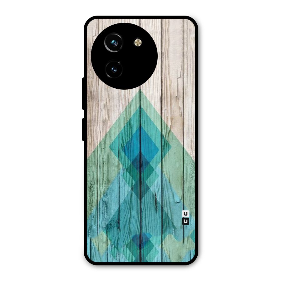 Abstract Green And Wood Metal Back Case for Vivo T3x