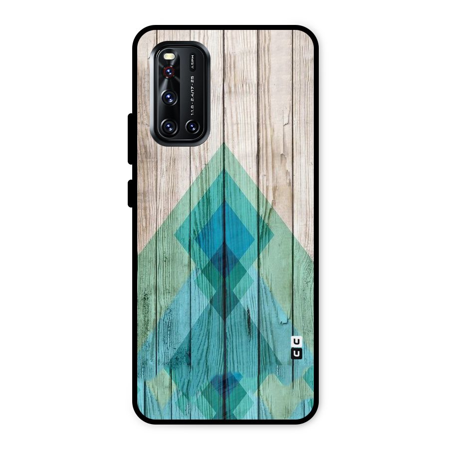 Abstract Green And Wood Metal Back Case for Vivo V19