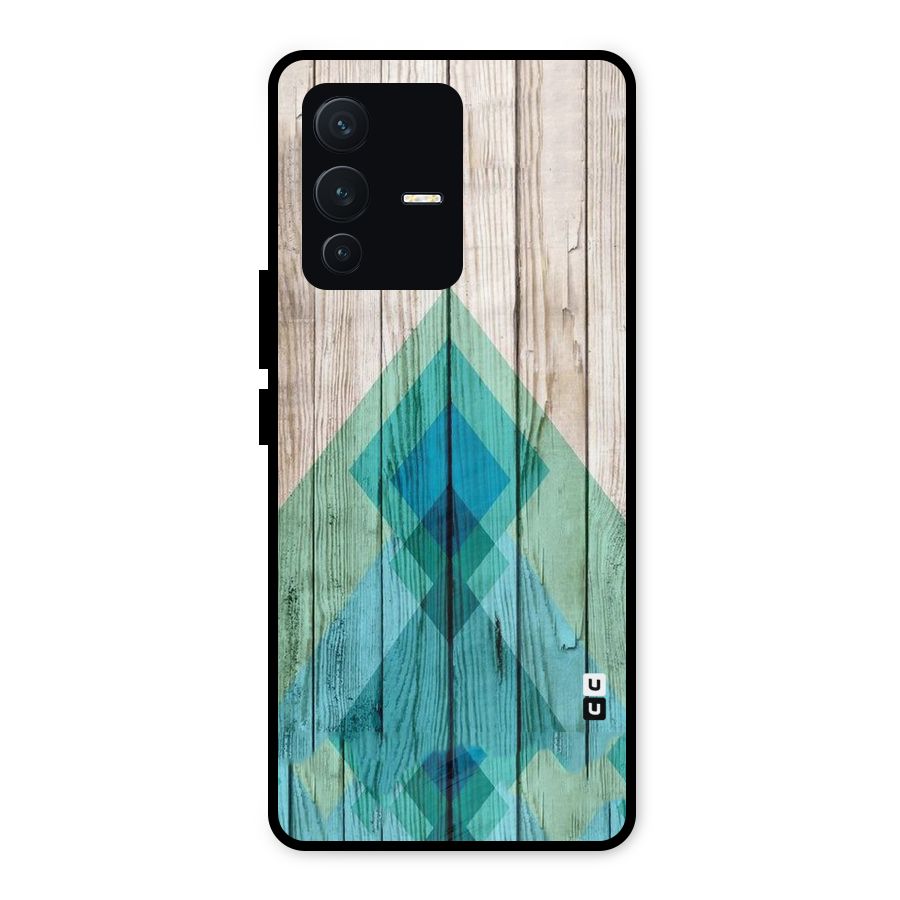 Abstract Green And Wood Metal Back Case for Vivo V23 5G