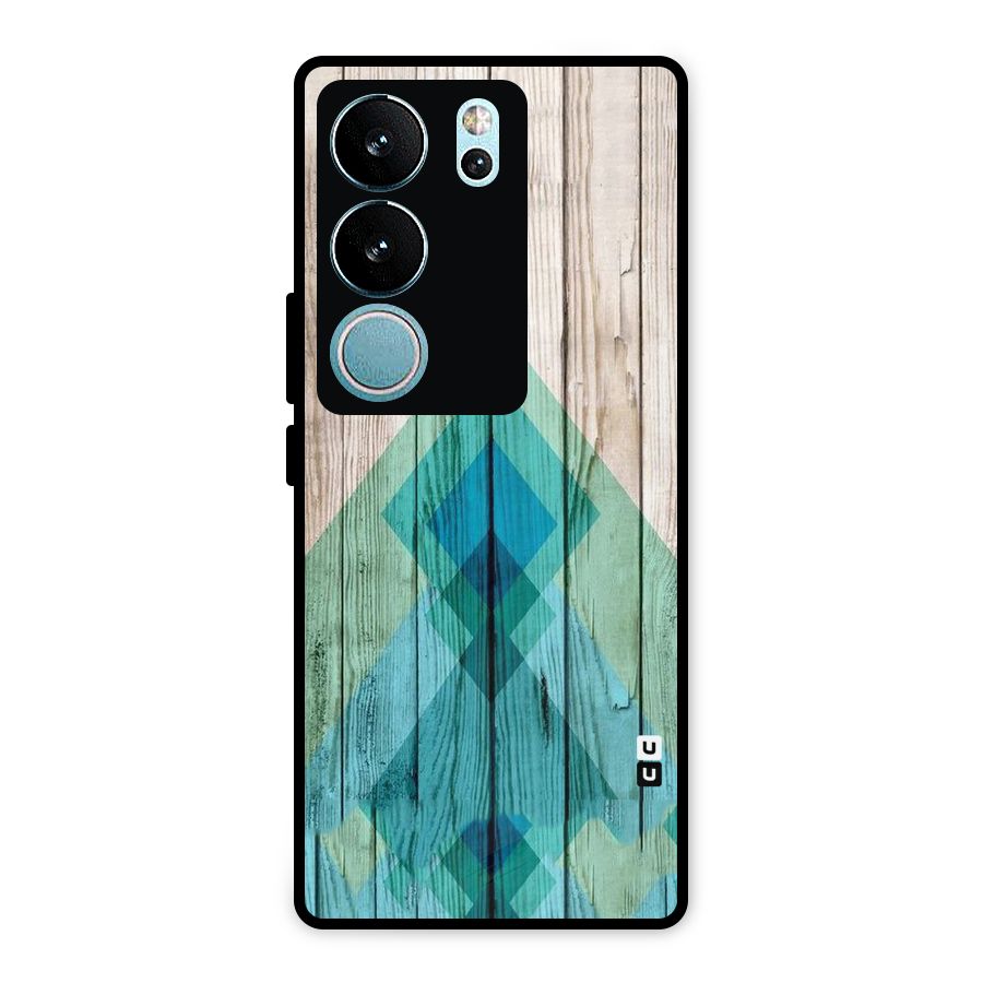 Abstract Green And Wood Metal Back Case for Vivo V29 Pro