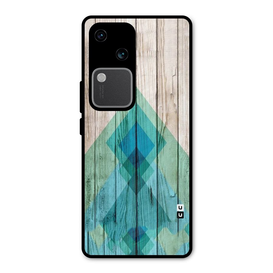 Abstract Green And Wood Metal Back Case for Vivo V30