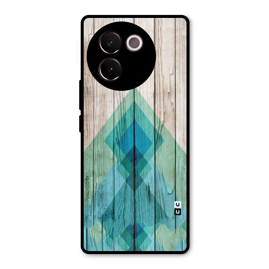 Abstract Green And Wood Metal Back Case for Vivo V30e