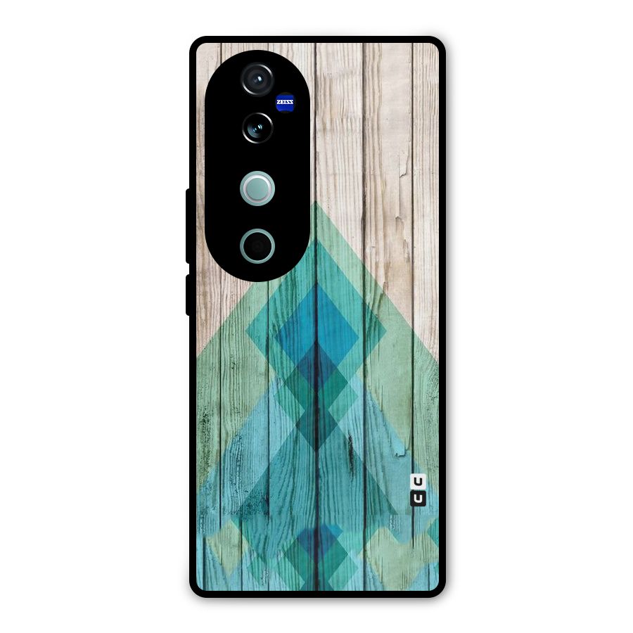 Abstract Green And Wood Metal Back Case for Vivo V40 Pro