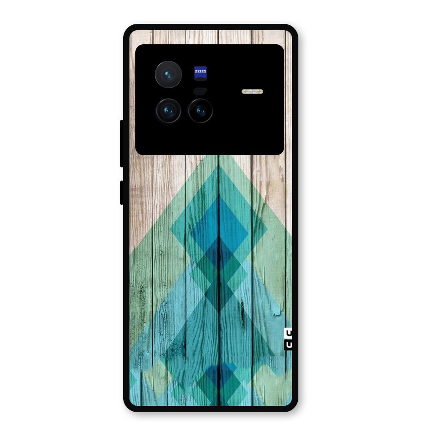 Abstract Green And Wood Metal Back Case for Vivo X80