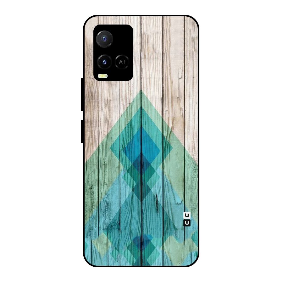 Abstract Green And Wood Metal Back Case for Vivo Y21A