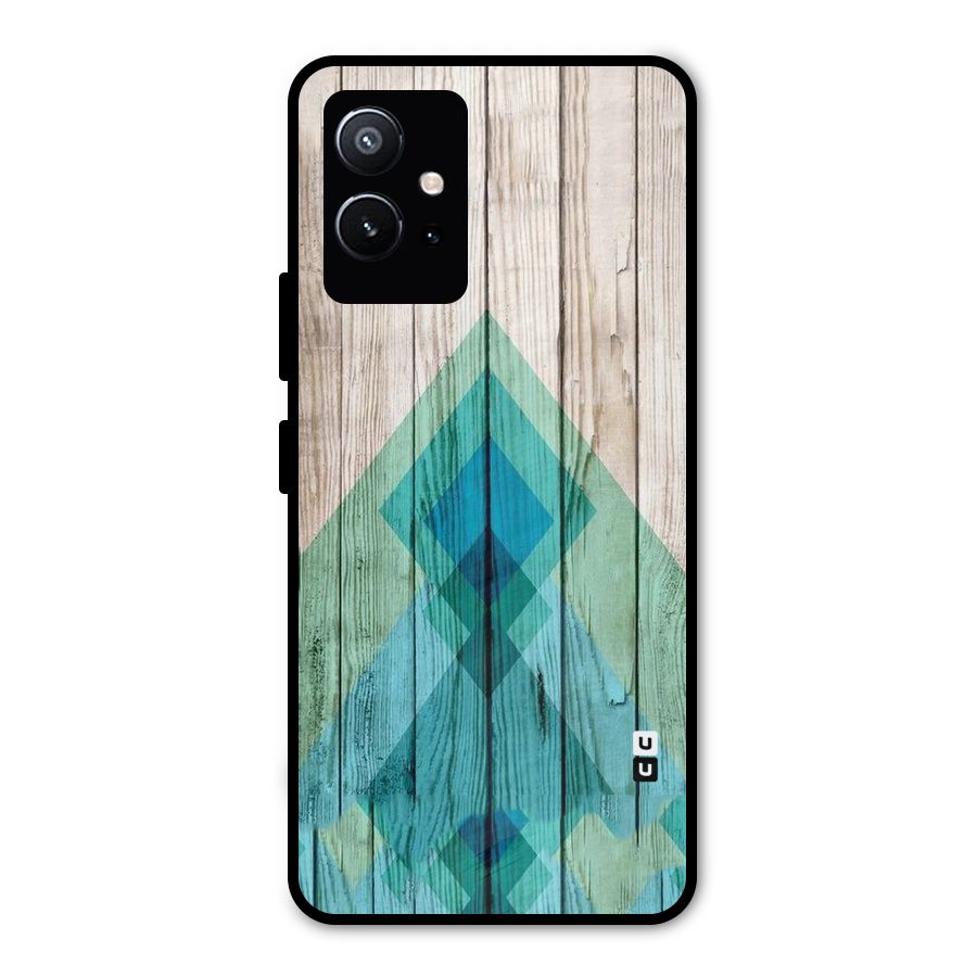 Abstract Green And Wood Metal Back Case for Vivo Y75 5G