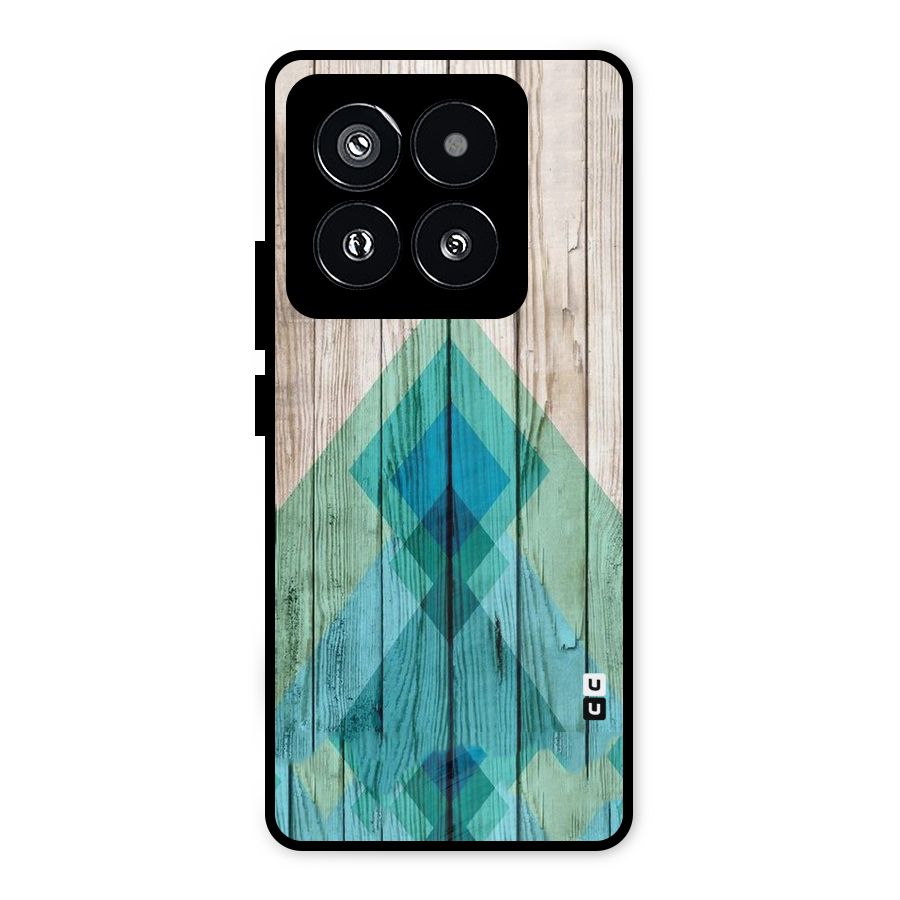 Abstract Green And Wood Metal Back Case for Xiaomi 14 Pro
