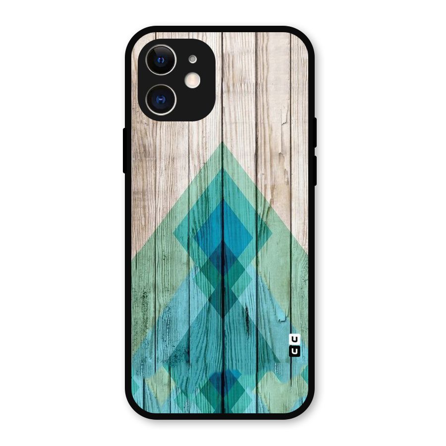 Abstract Green And Wood Metal Back Case for iPhone 12