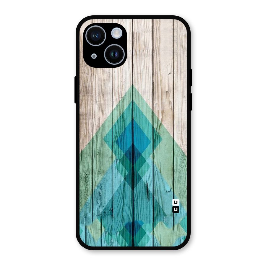Abstract Green And Wood Metal Back Case for iPhone 14
