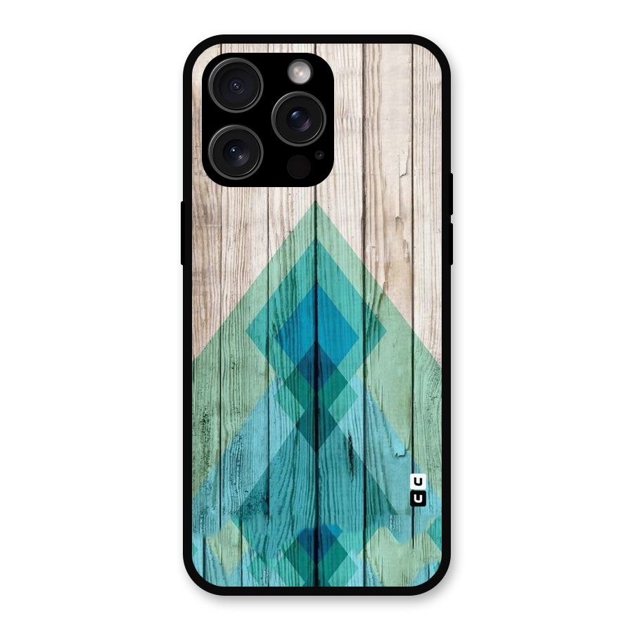 Abstract Green And Wood Metal Back Case for iPhone 15 Pro Max