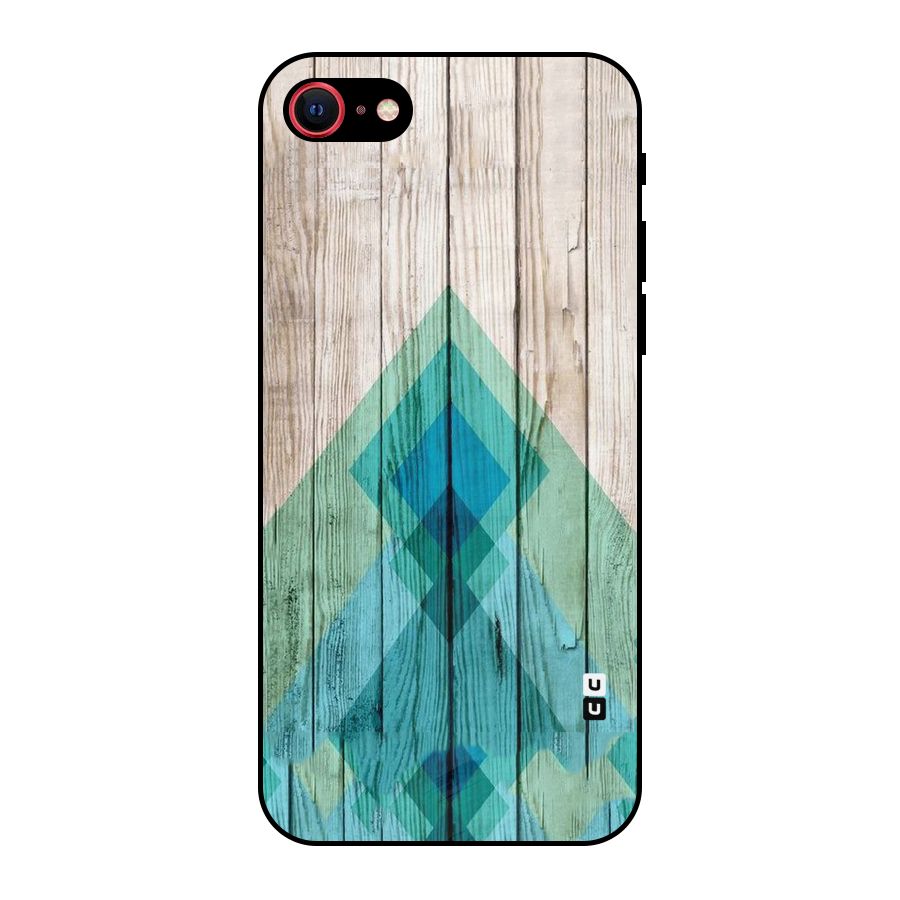 Abstract Green And Wood Metal Back Case for iPhone SE 2022