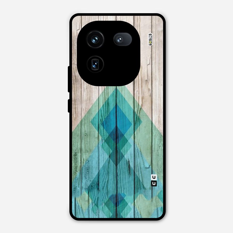 Abstract Green And Wood Metal Back Case for iQOO 12