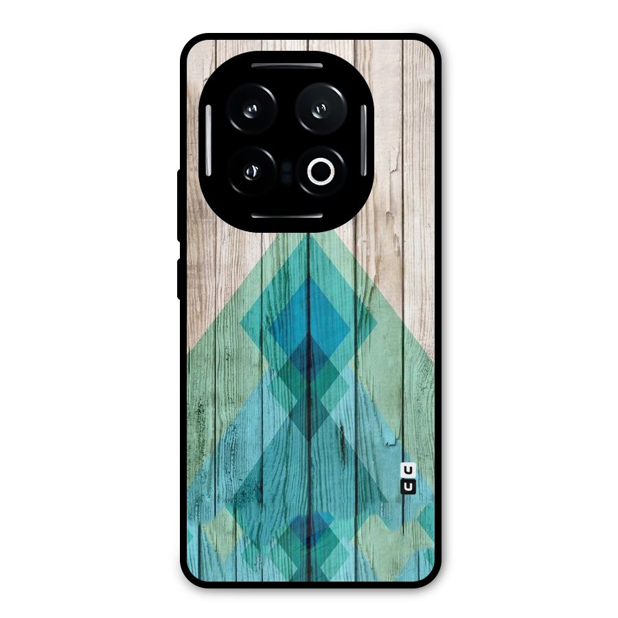 Abstract Green And Wood Metal Back Case for iQOO 13