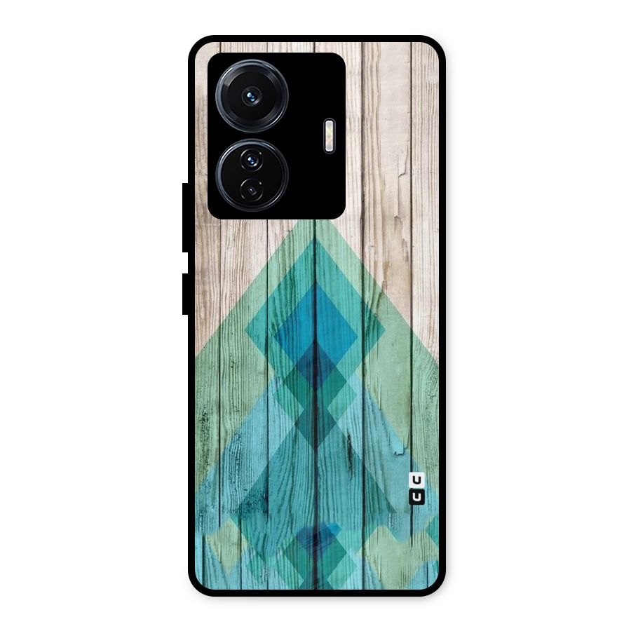 Abstract Green And Wood Metal Back Case for iQOO Z6