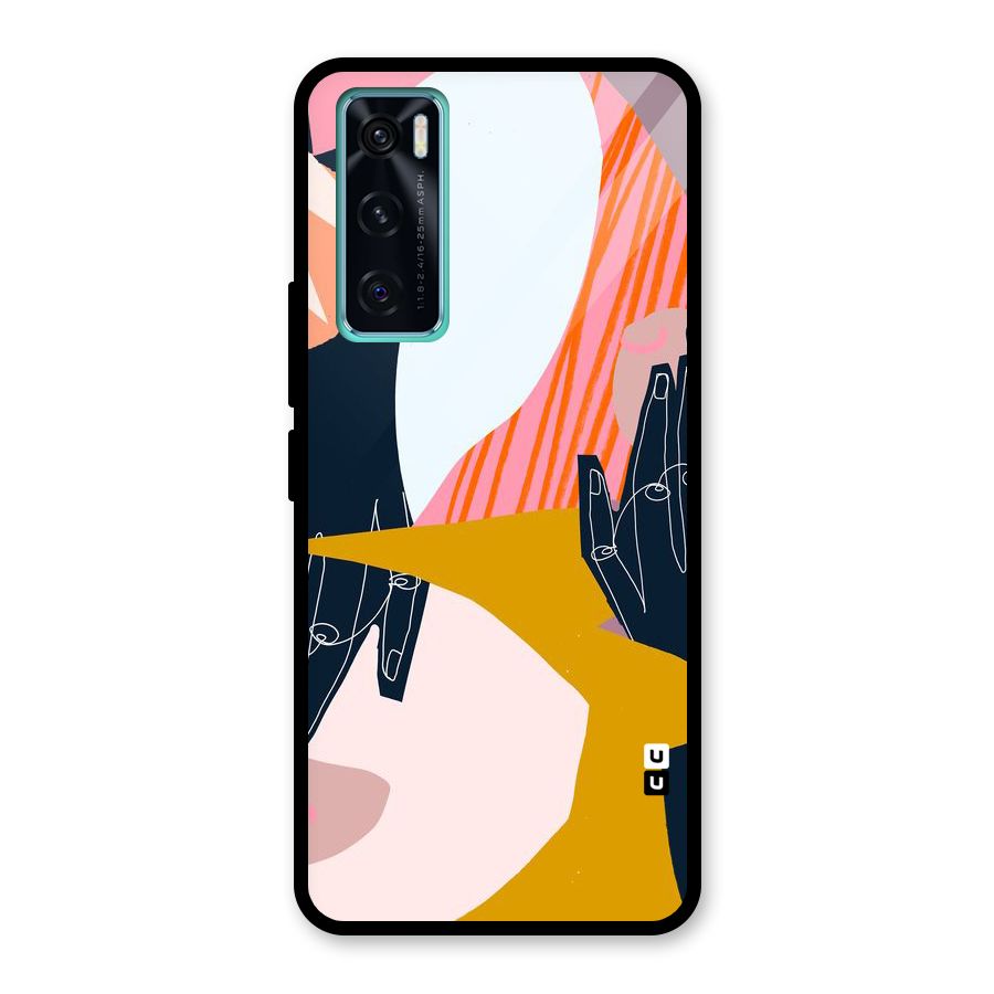 Abstract Hands Glass Back Case for Vivo V20 SE
