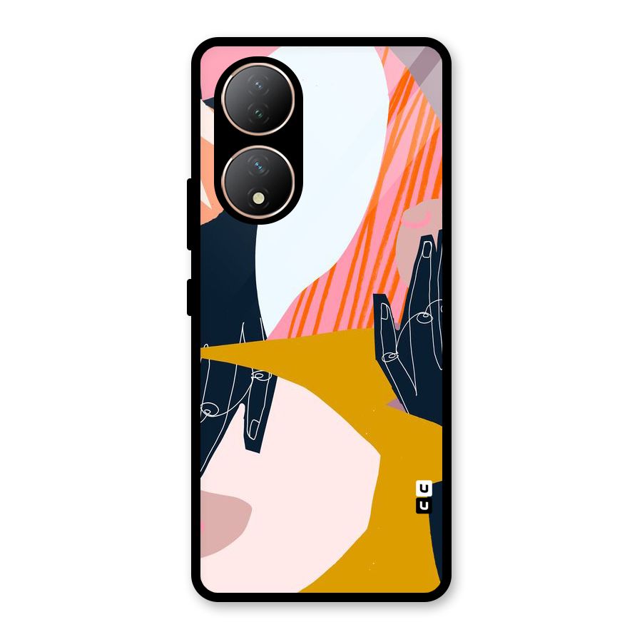 Abstract Hands Glass Back Case for Vivo Y100A