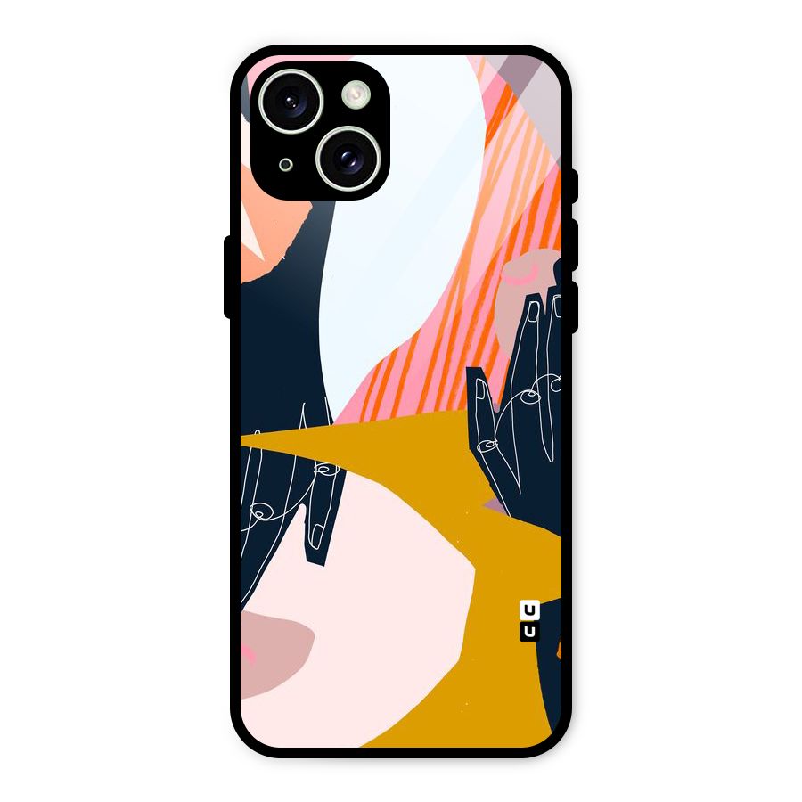 Abstract Hands Glass Back Case for iPhone 15 Plus