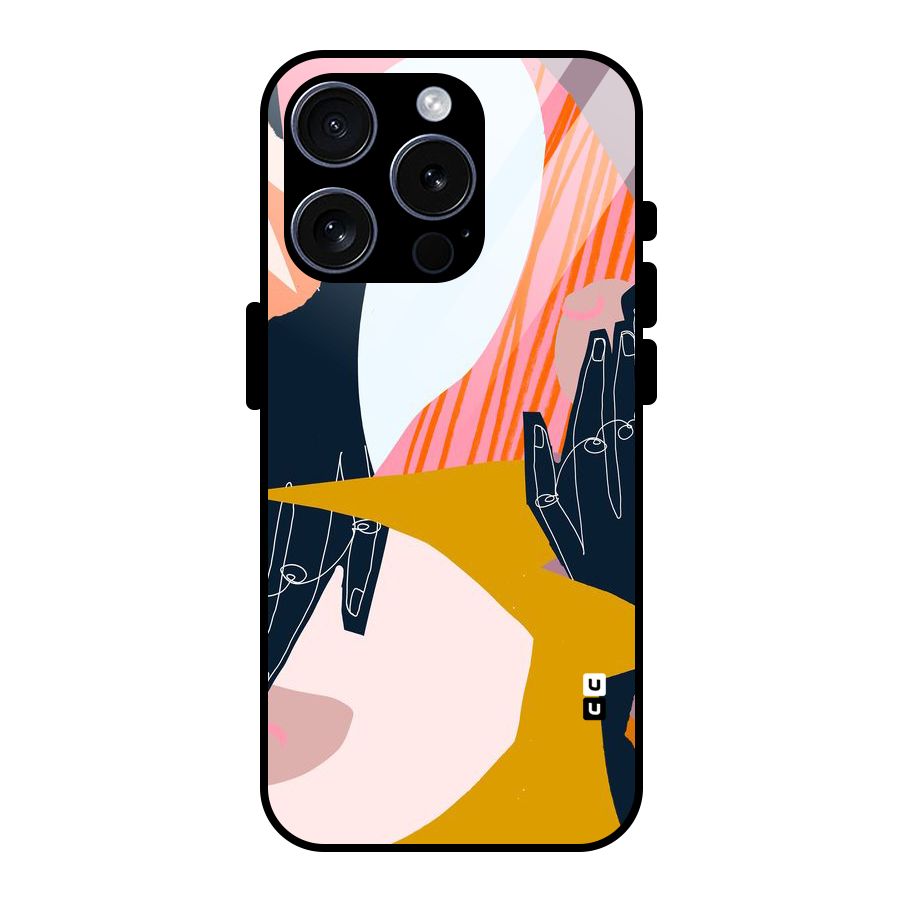 Abstract Hands Glass Back Case for iPhone 15 Pro