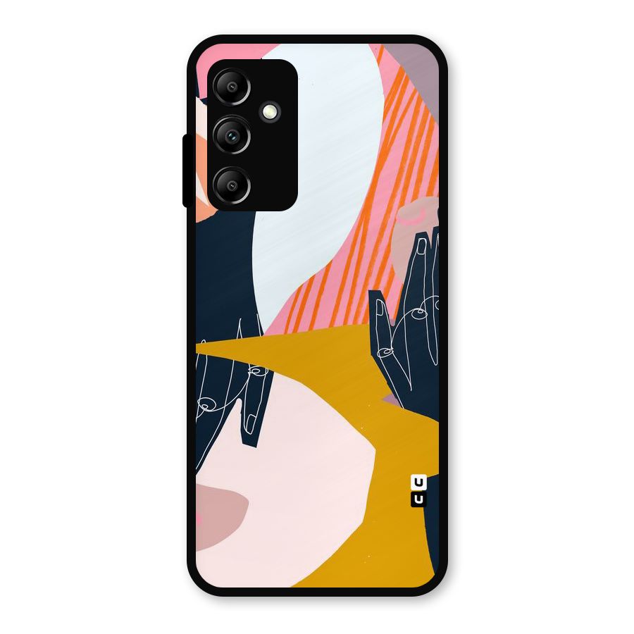Abstract Hands Metal Back Case for Galaxy A14 5G