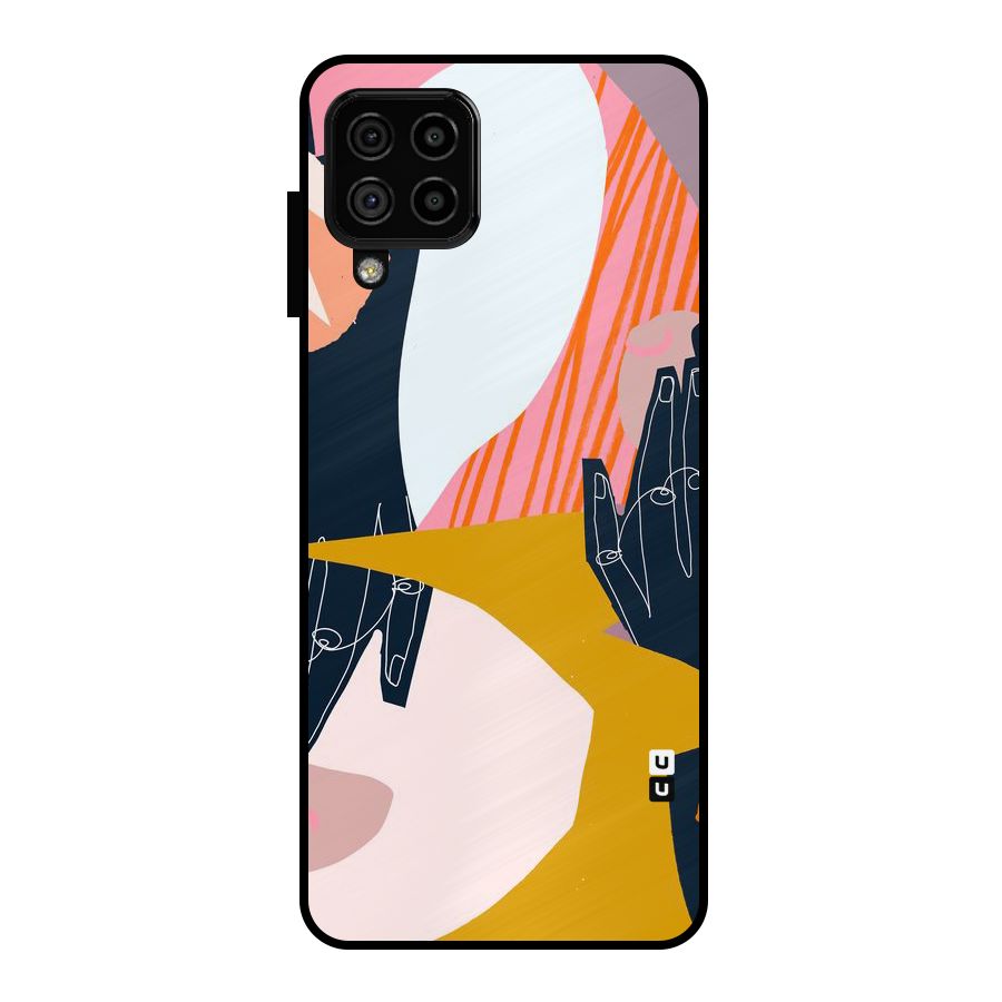 Abstract Hands Metal Back Case for Galaxy A22 4G