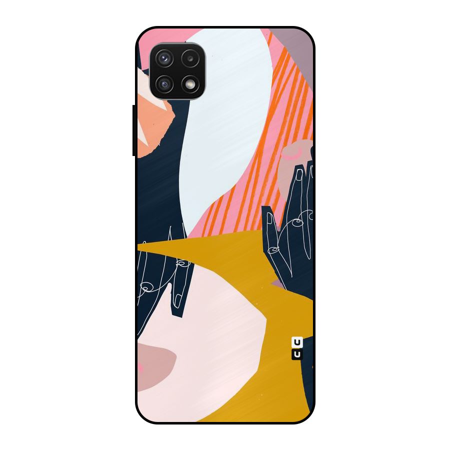 Abstract Hands Metal Back Case for Galaxy A22 5G