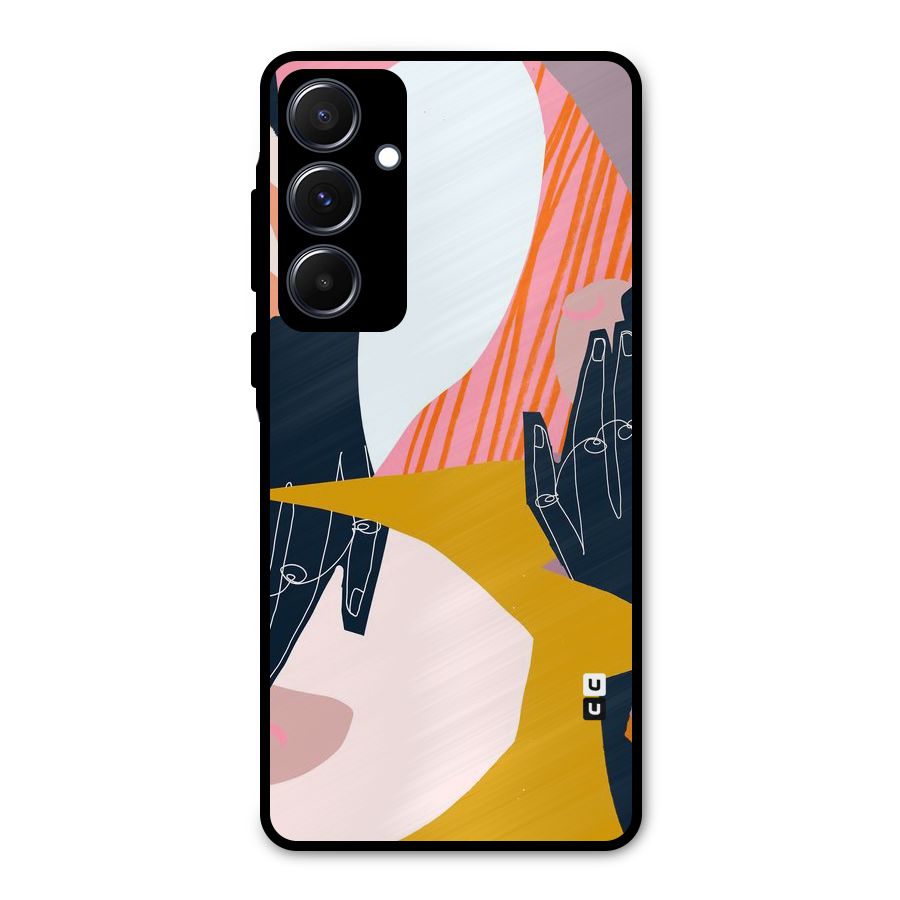 Abstract Hands Metal Back Case for Galaxy A55